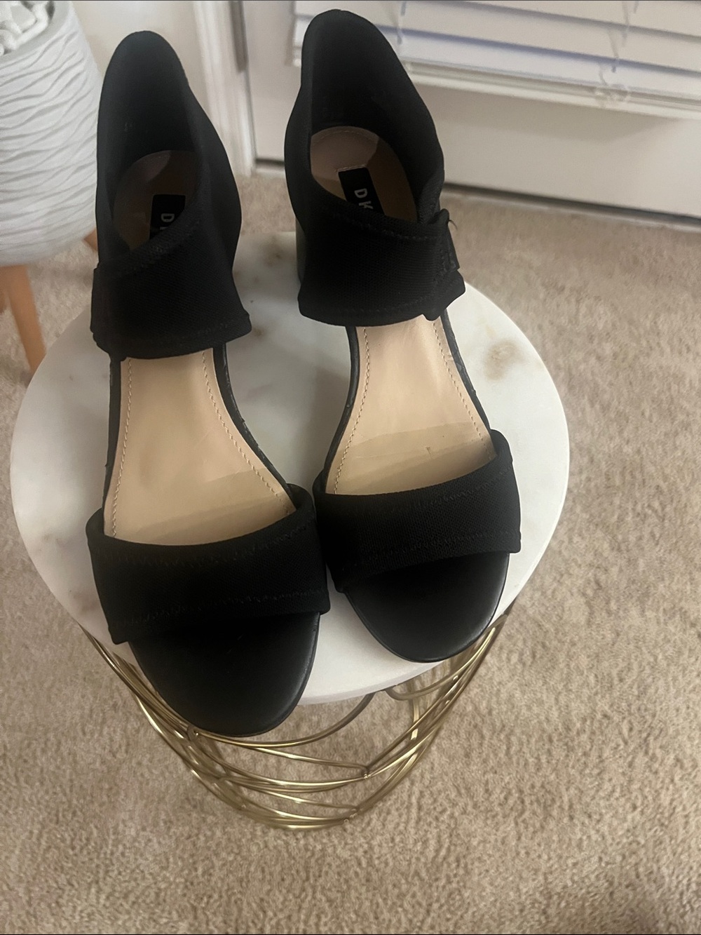 DKNY Black Open-Toe Ankle Strap Heels